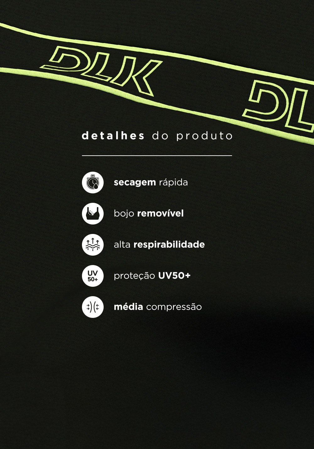 Top fitness feminino com bojo e costas vazadas com elástico activity dlk preto