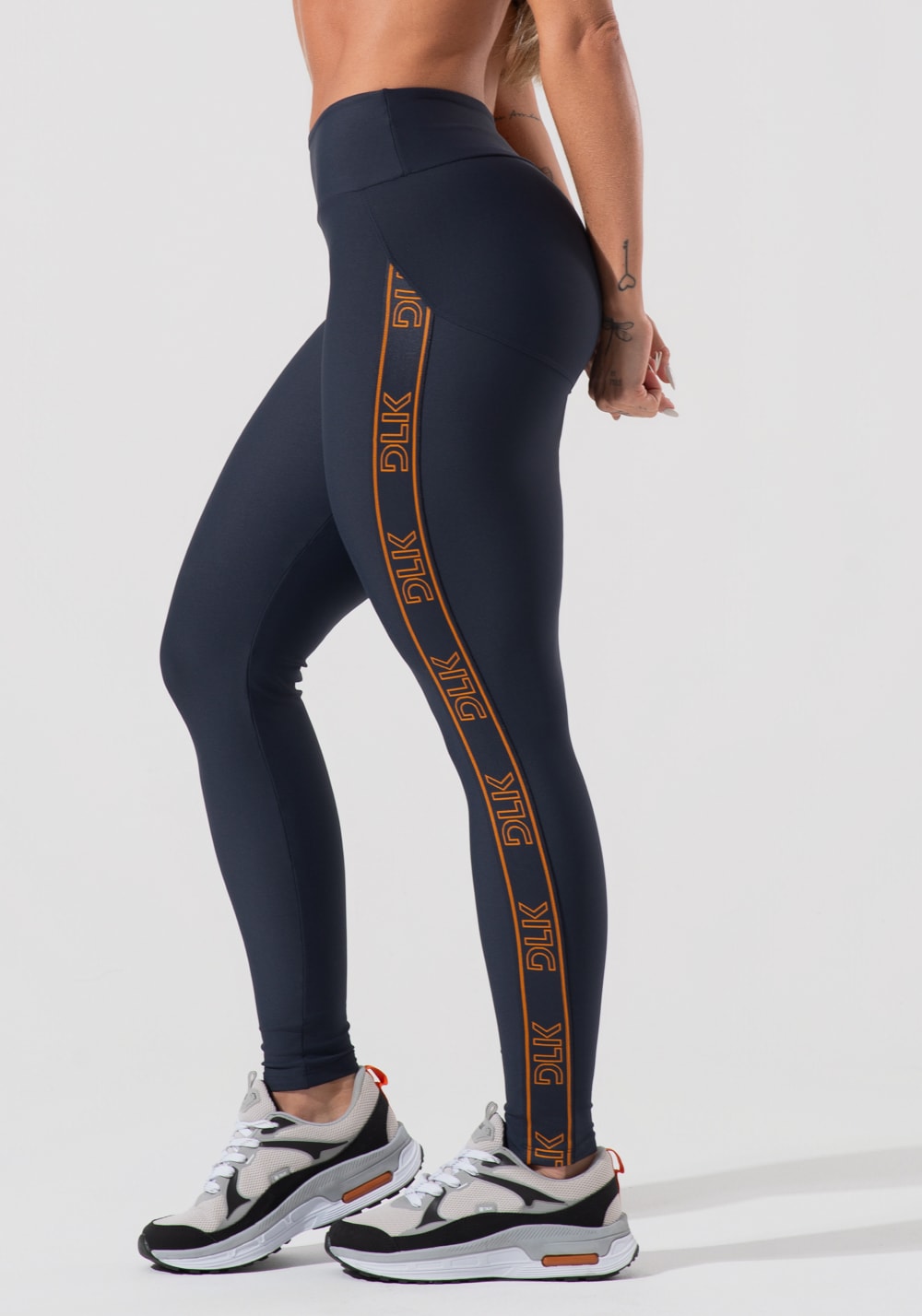 Legging fitness feminina com elástico lateral activity dlk grafite