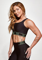 Top fitness feminino com bojo e costas vazadas com elástico activity dlk preto