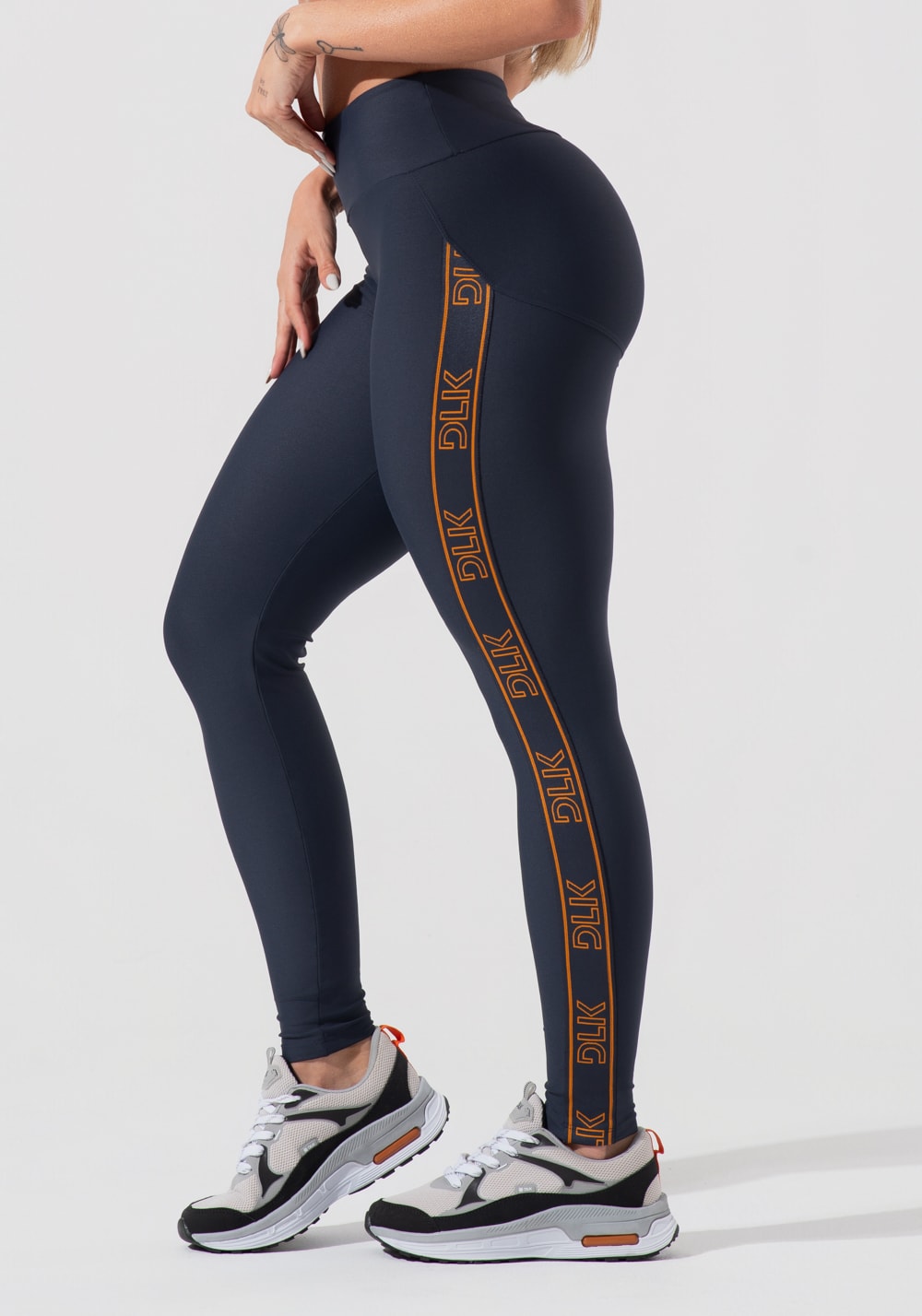 Legging fitness feminina com elástico lateral activity dlk grafite